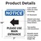 Signmission Please Use Main Entrance OSHA Notice Sign, Aluminum, 7in W x 10in L, 2PK OS-2PACK-NS-A-710-V-17621 - alternate 4